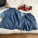 MQTIME  -  Boys' Suit Spring and Summer New Children's Clothes Korean Style Boys and Girls Foreign Cowboy Splicing Two Sets