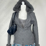 MQTIME  -  Plush emo Y2K Harajuku Hooded Fashion Women Gothic Slim Surcoat Aesthetic Classic Zipper Sweatshirt Casual Punk Street Clothing