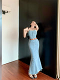 MQTIME  -  Denim Suspender Dress For Women'S Summer New French Retro Design With Personalized
