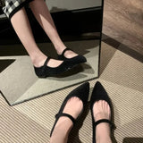 MQTIME  -  Retro Women's Mary Jane Shoe Fashion Pointed Tip Casual Shoes for Woman New French Style Flat Shoes Designer Shoes Zapatos Mujer