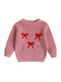 MQTIME  -  Adorable Toddler Girl Christmas Sweaters with Festive Reindeer and Snowflake Embroidery Long Sleeve Round Neck Toddler