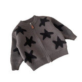 MQTIME  -  Baby Girl Sweater Stars Jacquard Plus Round Neck Toddler Girls Fleece Cardigan Winter Kids Baby Girl Casual Knitwear