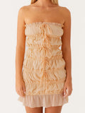 MQTIME  -  Elegant Off-Shoulder Ruched Dress with Drawstring Waist and Bow Tie Detail Stylish  Fit Tube Mini Dress for Summer and