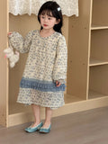  MQTIME  -  New Spring Baby Girls Printed Long Sleeve Dress Korean Style Children Ruched Sweet Princess Dresses