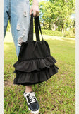 Mqtime High Quality Women Bag Ruffles Ruched Lace Fashion Sweet Girls Shoulder Bag Handbag High-Capacity Women Bag