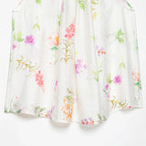  MQTIME  -  Women White Floral Print Halter Tank Top Casual Tie Back Asymmetrical Hem Sleeveless Loose Blouse Y2k Summer Daily Holiday Shirt