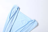 MQTIME  -  Light Blue Plunge Neck Slim Mini Dress Women Ruched Twist Front Bodycon Party Club Dress Summer Fashion Sexy Cocktail Gown