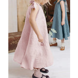 MQTIME  -  Girls Linen Adjustable Ribbon Dress Summer New Children's Casual Loose Cotton And Linen Lovely Pink Dresses With Pockets TZ273