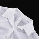 MQTIME  -  White Shirt and Cake Skirt Set for Women Set with Turn Down Collar Long - Sleeve Design Shirt and High Waisted Short Skirt