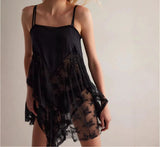MQTIME  -  Women's Clothing 2025 Autumn New Style Pure Desire Splicing Sexy Irregular Lace Camisole Top