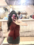 MQTIME  -  2024 Vintage Knitted Tank Tops Women Sleeveless Y2k Retro Korean Style Crop Tops Fairycore Bow Tank Tops Summer Streetwear