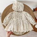  MQTIME  -  New Spring Toddler Baby Girl Romper+Hat Long Sleeved Cotton Print  Lace Splicing Newborn Baby Jumpsuit Children Clothes
