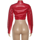  MQTIME  -  Leather PU Jacket Women Crop Varsity Baseball Coats Y2K Streetwear Winter Fall Black Cyber Racer Jackets Coats