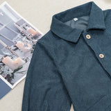  MQTIME  -  Casual Loose Girls Corduroy Dress Retro Fall New Children's Lapel Buttons Long-Sleeved Dresses With Pockets Winter Clothing