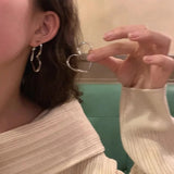 Mqtime Trendy Heart Alloy Earring For Women Girls Cute Silver Color Geometric Metal Earrings Party Birthday Daily Jewelry Accessories