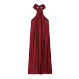 MQTIME  -  summer women's casual simple design sexy backless sleeveless halter neck long fashion dress