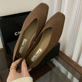MQTIME  -  Autumn Women Flat Shoes Square Head Shallow Slip on Ladies Casual Ballet Shoes Soft Leather Elegant Ballet Mary Jane Shoes