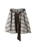  MQTIME  -  Korean Summer A-LINE Loose Contrast Color Striped Bandage High Waist Sweet Cool  Women's Skirts