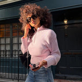 MQTIME  -  Women Cropped Sweater Pullover Casual Loose Tapered Jumper Waist Streetwear Comfort Fashion Autumn Knit Women's Pullovers