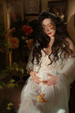 MQTIME  -   Women Photography White Sexy Pregancy Lace Maternity Perspective Dress with Cardigan  2pcs Set Studio Photo Shoot Photo Clothes