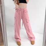 MQTIME  - Fashion Female Long Pants Casual Pockets Safari Wide-leg Pants Autumn High-waisted Straight Hip-hop Streetwear Cool Trousers