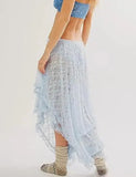 MQTIME  -  Ethnic style lace women's skirt retro irregular medium and long skirt lace curtain skirt cover