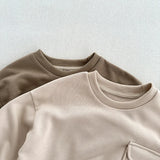  MQTIME  -  Autumn New Children Long Sleeve Sweatshirt Solid Boys Girls Cotton Loose Pullover Kids Casual Pocket Tops Baby Clothes