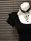 MQTIME  -  Harajuku 90s Aesthetic Sexy Dress Female New Sweet Y2k Slim Gothic Outfits Women Punk Fake Two Piece Vintage Short Sleeve Dress