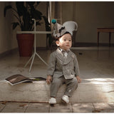 MQTIME  -  Khaki Boy Suit Wedding Tuxedo Kid Jacket Set Baby Blazer Pants 3 Piece Set 1-4 Years Old Custom Clothes Birthday baptism Dress