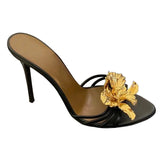 MQTIME  -  Metal Flower Cool Slippers Women's  New French Thin Strap Open Toe Empty Stiletto Sandals