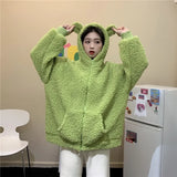 MQTIME  -  Autumn Winter Women Hoodies Solid Color Thicken Warm Jackets Casual Hooded Coats Zipper Sweatershirt Female Lamb Wool Outerwear
