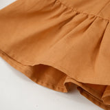  MQTIME  -  Chic Back Button-Up Lantern Sleeve Dress Baby Girl Autumn New Ruffled Splicing Princess Dresses Loose Cotton And Linen Dresses