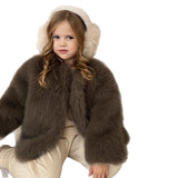 MQTIME  -  Toddler Girls Fur Jacket Solid Color Thicken Kids Baby Girls Plush Coat New Winter Fashion Little Girls Fluffy Outerwear Coat