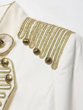 MQTIME  -  Women Fashion  Gold Braided Cropped Military Jacket Autumn Female Chic Jacket Lady Long Sleeve Short Napoleon Coat