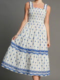 MQTIME  -  Women s Boho Floral Print Sleeveless Maxi Dress with Adjustable Spaghetti Straps for Summer Beach Vacation Style