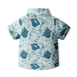 MQTIME  -  3Piece Summer Kids Clothes Boys Korean Fashion Gentleman Tie Print Cotton Short Sleeve Tops+Shorts Baby Boutique Clothing