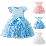 MQTIME  -  Toddler Baby Girls Clothes Elegant Floral Print Tulle Dress Summer Kids Princess Party Birthday Dress Butterfly Solid Mesh Dress