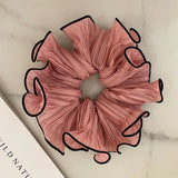 Mqtime  Korean Retro Wrinkle Chiffon Scrunchies for Women Girls Sweet Temperament Fashion Exaggerated Hair Band Hair Accessories