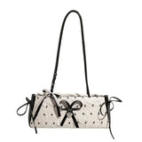 MQTIME  -  Korean Y2k  Large Capacity Handbag Shoulder Bags Retro Cute Bow Lace Ballet Style Points Women's Bag Tote Bags Beach Bag Purse