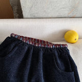 MQTIME  -  New Winter Kids Boys Wool Pant Elastic Waist Thicken Warm Toddler Boys Harem Pant Casual Plaid Velet Infant Baby Boys Trouser