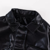 ﻿ MQTIME  -  Autumn & Winter New Arrival Baby & Toddler Clothing 2-4 Years Old Girl Baby Flared Collar Leather Jacket