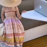 MQTIME  -  New Girls Dresses 2-6 Y Summer Stretch Ruffled Bohemia Ethnic Style Suspender Dress Childrens Outwear Clothing