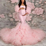 MQTIME  -  Mermaid Maternity Robes for Photo Shoot Off Shoulder Sweetheart Foto Gowns Sexy Spandex Baby Shower Dresses