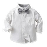 MQTIME  -  Children Boys Gentleman Clothing Sets Toddler Boy Long Sleeve Bowtie Shirts+Suspenders Pants Outfits Formal Suits