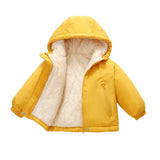MQTIME  -   Winter Children Thickened Warm Jacket Boys Girls Fleece-lined Hooded Cotton Coat Soft Baby Sportswear Kids Outdoor School Outfit