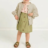 MQTIME  -  Retro Ramie Long-Sleeved Children's Cardigan Solid Color Button-Down Coat Autumn Winter Casual Lantern Sleeve Shirt Jacket