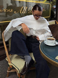  MQTIME  -  Casual Loose White Shawl Shirts Women O-neck Long Sleeve Single Breasted Shirt Female 2026 Spring Lady Elegant Commute Tops