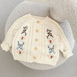 MQTIME  -  New autumn baby clothing, 0-3 year old female baby, knitted sweater embroidered long sleeved jacket