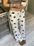 MQTIME  -  Stars Printed Loose Micro Flare Pants Women American Casual Contrasting Trousers Fashion Leisure Clothing For Female