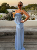 MQTIME  -  Puss Camis Maxi Dresses Women Mesh Patchwork Summer Sexy Chest Wrapping Sleeveless Beach Vacation Clubwear Long Bodycon